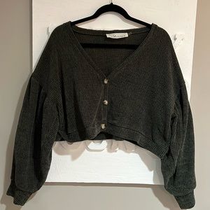 Forest green drop shoulder cardigan